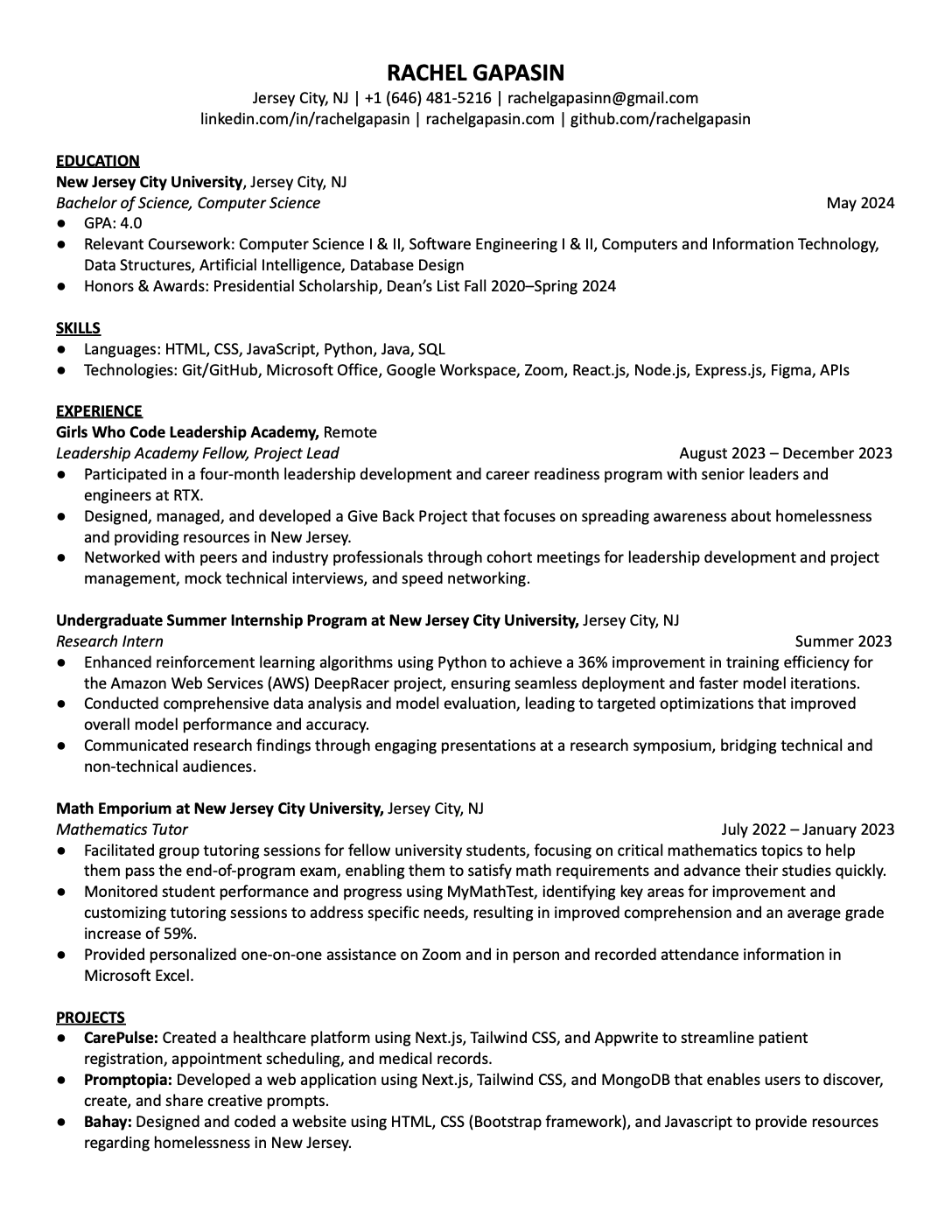 Rachel Gapasin Plain Resume